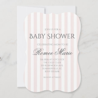 Invitación simple a rayas para baby shower