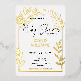 Invitación simple a Relieve metalizado Baby Shower