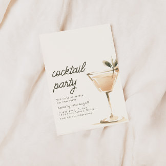 Invitación simple a una fiesta de cóctel con bebid