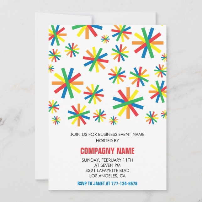Invitación simple a una fiesta de negocios Confeti (Anverso)