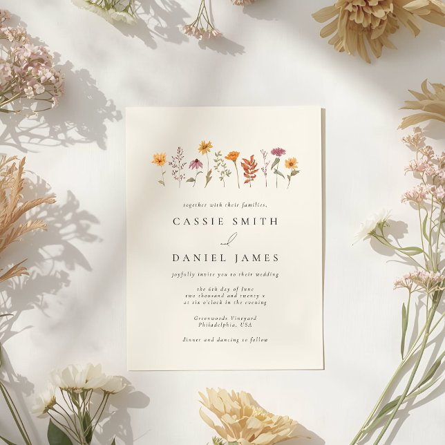 Invitación Simple acuarela Caída Flor silvestre Boda Jardín (Subido por el creador)