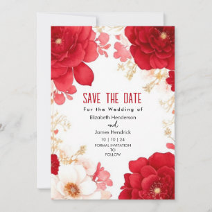 Invitación Simple acuarela Crimson Red Digital Boda