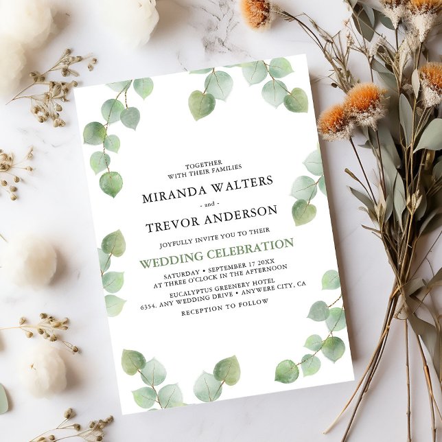 Invitación Simple acuarela Eucalyptus Greenery Boda (Subido por el creador)