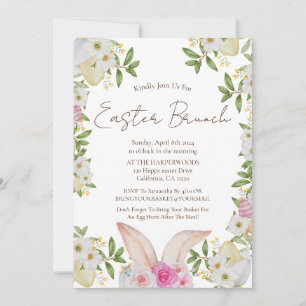 Invitación Simple acuarela floral caza de huevos de brunch de