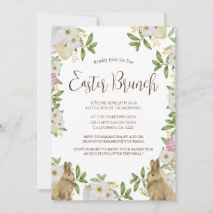 Invitación Simple acuarela floral caza de huevos de brunch de