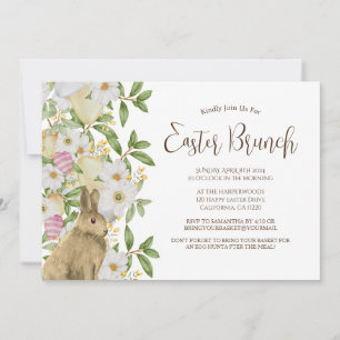 Invitación Simple acuarela floral caza de huevos de brunch de
