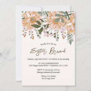 Invitación Simple acuarela floral caza de huevos de brunch de