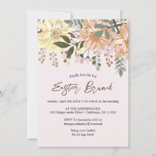 Invitación Simple acuarela floral caza de huevos de brunch de