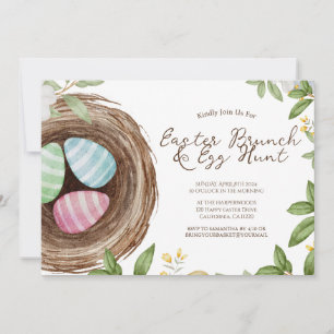 Invitación Simple acuarela floral caza de huevos de brunch de