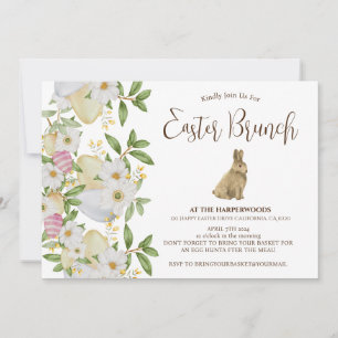 Invitación Simple acuarela floral caza de huevos de brunch de