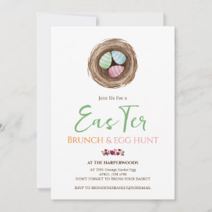 Invitación Simple acuarela floral caza de huevos de brunch de