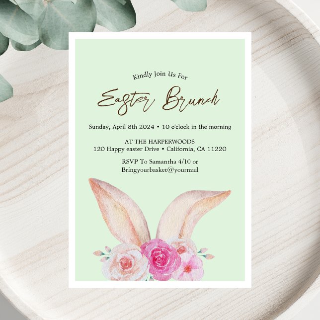 Invitación Simple acuarela floral caza de huevos de brunch de (Subido por el creador)