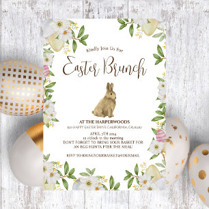 Invitación Simple acuarela floral caza de huevos de brunch de