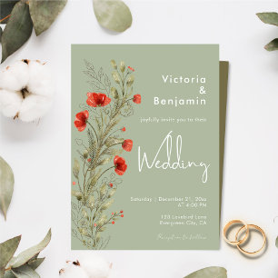 Invitación Simple acuarela Floral Floral Boho Sage Boda