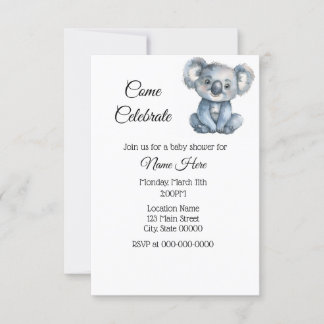 Invitación Simple acuarela Koala Baby Shower