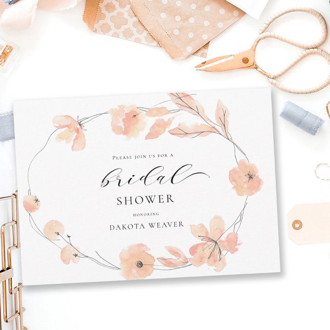 Invitación Simple acuarela Rubor Peach Peach Brillante (Subido por el creador)