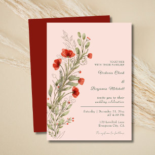 Invitación Simple acuarela Rústica Floral Boho Fall Wedding