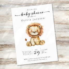 Invitación Simple acuarela Safari Lion Baby Shower