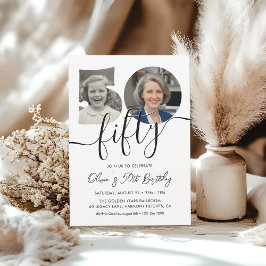 Invitación Simple Adult 50th Birthday Black and White