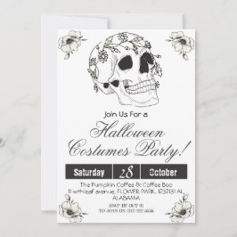 Invitación Simple Adulto Vintage Halloween Party Cráneo gótic