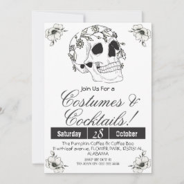 Invitación Simple Adulto Vintage Halloween Party Cráneo gótic