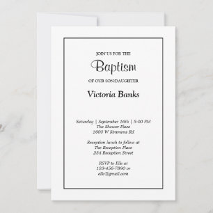 Invitación simple al bautismo blanco