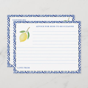 Invitación Simple Amalfi Lemon Blue Tiles Consejos Para Mamá 