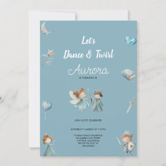 INVITACIÓN SIMPLE AND CUTE BLUE PRINCESS BIRTHDAY PARTY