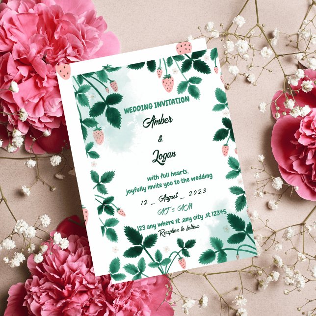 Invitación Simple and elegant strawberry wedding invitation (Subido por el creador)