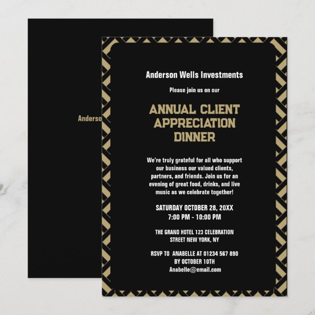 Invitación Simple Annual Client Appreciation Dinner Party   (Anverso / Reverso)