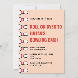 Invitación Simple Any Age Peach Fuzz Bowl Fiesta de Cumpleaño