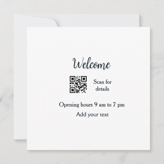 Invitación Simple apertura de bienvenida código de barras QR  (Anverso)