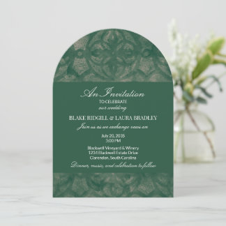 Invitación Simple Arch Esmeralda Lago Otoño Batik Personaliza