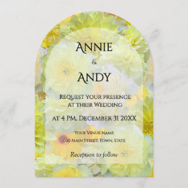 Invitación Simple Arched Die-Cut Yellow Floral Wedding