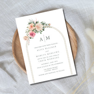 Invitación Simple Arco Floral Boda Jardín
