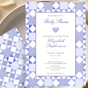 Invitación simple azul de edredón para baby shower