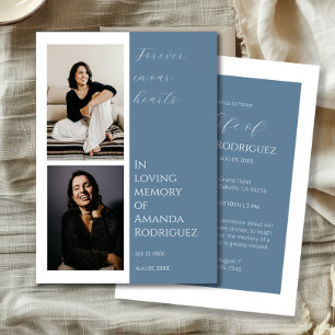 Invitación Simple Azul En La Memoria Amada Foto Funeral