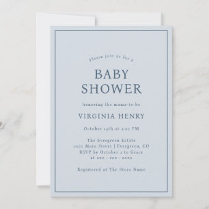 Invitación Simple Azul para Baby Shower