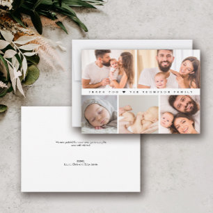 Invitación Simple Baby 5 cuadrícula de fotos recién nacido gr