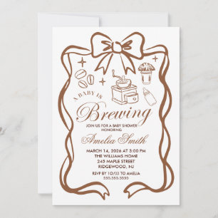 Invitación Simple Baby está preparando Doodle Coffee Baby Sho