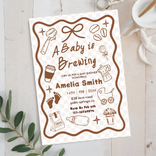 Invitación Simple Baby está preparando Doodle Coffee Baby Sho
