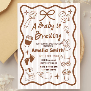 Invitación Simple Baby está preparando Doodle Coffee Baby Sho