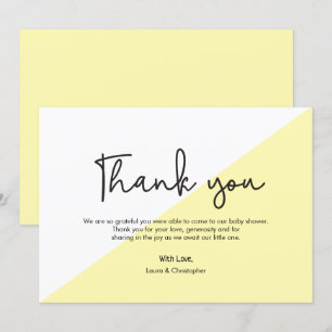 Invitación Simple Baby Shower Amarillo Moderno Gracias