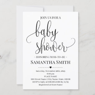 Invitación Simple Baby Shower Moderno madre Minimalista para 