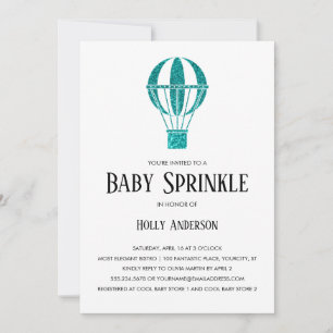 Invitación Simple Baby Sprinkle Globo Aerostático Brillante A