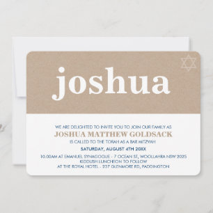 Invitación SIMPLE BAR MITZVAH moderna y fresca estrella de da