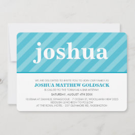 Invitación SIMPLE BAT MITZVAH lindo patrón de rayas aqua azul