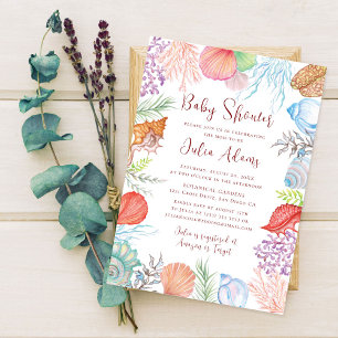 Invitación Simple Beach Ocean Seashell Wreath Boda