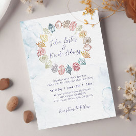 Invitación Simple Beach Ocean Seashell Wreath Boda