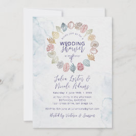 Invitación Simple Beach Ocean Seashell Wreath Boda